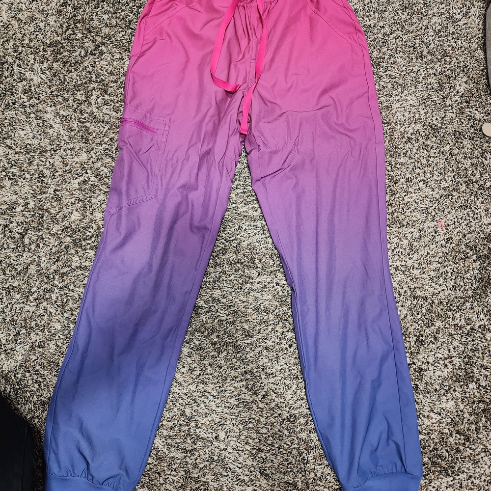 Pink and Purple Ombre Scrub Joggers